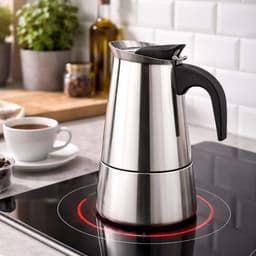 Cheffinger, Italiaans Koffiezetapparaat van RVS 12 Kopjes Inductie Compatibel voor Moka Koffie, Zilver — thumbnail 4