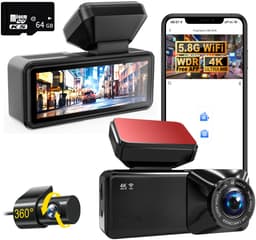 Fokelyi - 4K Dashcam Voor En Achter Auto - Met GPS WiFi En 64GB SD Kaart - Nachtzicht Parkeerbewaking G-Sensor - Ultra HD Dual Camera — thumbnail 1