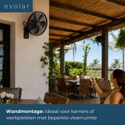 Evolar Wandventilator met Afstandsbediening - 50W - Muurventilator - Automatische Oscillatie - 3 Snelheden - Timer - Zwart - EVO-WF50B — thumbnail 2