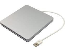 Externe DVD Speler - CD Brander - Bestanden Archiveren - Geïntegreerde Kabelopslag - 14x14x1.7CM - Zilver