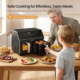Heteluchtfriteuse - Airfryer XXL - Gezond Koken - Dubbele Zone - 9 Liter - Zwart — thumbnail 5