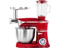 Keukenmachine - Foodprocessor Mixer - Veelzijdig Koken - 1900 Watt Kracht - 6 Liter Kom - Rood