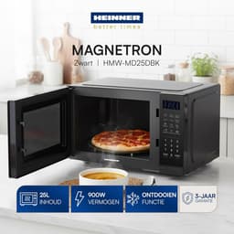 Magnetron met Grill - Oven Apparaat - Snelle Maaltijden - 8 Automatische Programma's - 25 Liter Capaciteit - Zwart — thumbnail 5