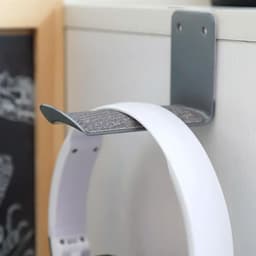 Hoofdtelefoonhaak - Muurbeugel Houder - Onder Bureau - PU Beschermpad - 9.5x6.1x4.2cm - Zilverkleurig — thumbnail 2