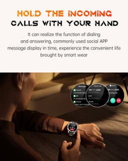 Knobbout Smartwatch 1.46" (3,7 cm) met Krachtige Zaklamp & UV Licht – 3ATM Waterdicht | Bluetooth Bellen | 515mAh Lange Batterij | Sport & Gezondheid Tracker | Full Metal Design - Zilver — thumbnail 5