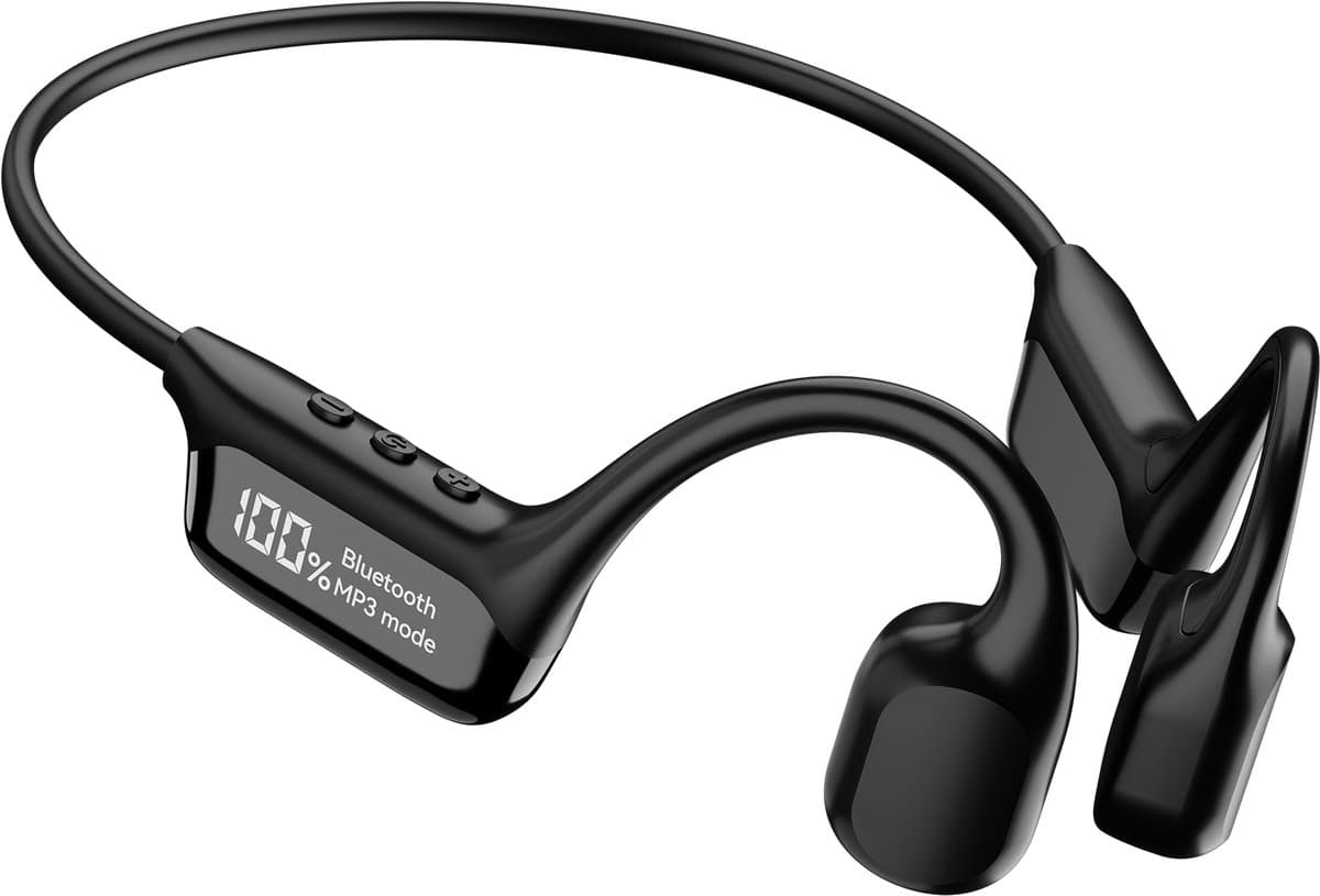 Bluetooth-hoofdtelefoon – Bluetooth-hoofdtelefoon met botgeleiding voor tijdens het zwemmen – Uniek LED-display – Compact ontwerp – Verfijnde uitstraling – Heldere geluidskwaliteit – Bluetooth-versie 5.4 — afbeelding 1