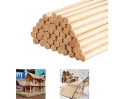 Houten Stokken voor Creatief Gebruik - 100 Stuks, 30 Cm Lang, 6 Mm Dikte, Ideaal voor Modelbouw en Ambachten