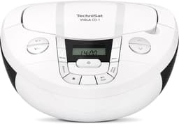 TechniSat VIOLA CD-1 - draagbare stereo cd-speler, boombox met praktische draaggreep (radio voor kinderen, FM-radiotuner, bluetooth-ontvangst, 2 x 1 W RMS-vermogen, net- en batterijvoeding) wit — thumbnail 1