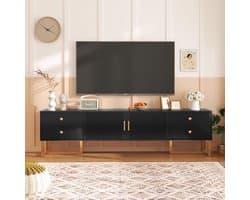 Tv-kast met laden - Tv-meubel mediatafel - Woonkamer organiseren - Gouden handgrepen en poten