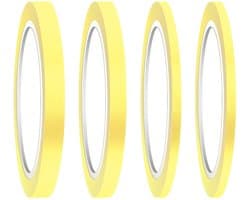 4 Rollen Fijnlijn Tape in Geel, 3/6/12.6mm Maskertape voor Auto, DIY Projecten en Creatieve Decoratie
