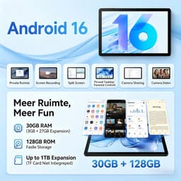 11 inch Tablet – 128GB opslag – 7800 mAh batterij – Android 16 – WiFi 6 – Tablet met Toetsenbord, Muis & Pen, Hoesje - Zwart — thumbnail 3
