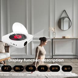 Bluetooth CD-speler - Draagbaar en Wandmontage - Met HiFi Luidspreker - Bluetooth 5.0 - Ondersteunt CD/CD-R/MP3 - AUX en USB Ingang - Wit - Geschikt voor Thuis en Kantoor — thumbnail 5