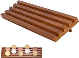Houten Display Houder voor Uitdagingsmunten - 4 Rijen, Verzamelobjecten, Militair, Desk Display, 32.5 x 9 x 5.5 cm — thumbnail 1