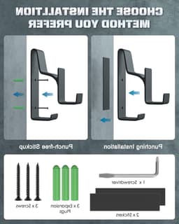 Dual Gamepad Controller en Hoofdtelefoon Hanger voor Xbox, PS en PC - Wandmontage voor Universele Headsets, Zwart — thumbnail 4