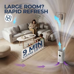 Glowstride 2-in-1 luchtreiniger - huisallergieën en huisdierenhaar - rokers in de slaapkamer - H13 True HEPA - luchtbevochtiger - air purifier - filter, wit — thumbnail 9