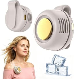Draagbare, stille en bladeloze clipventilator – Oplaadbare en draagbare ventilator – Handsfree koeling voor taille en nek – 3 snelheden – 6 uur gebruiksduur – USB-C snelladen (Wit) — thumbnail 1