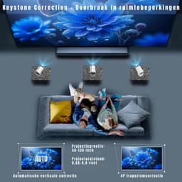 TIM® Draagbare beamer - Beamer - Projector - Mini Beamer - Wit - ‎17cm x 10cm x 17cm; 530 g — thumbnail 3