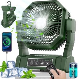 Campingventilator met 20000 mAh accu, tafelventilator, USB ventilator, LED-licht, 4 snelheden, timer en afstandsbediening — thumbnail 1