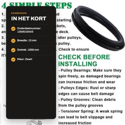 Dailygoods- Grasmaaier Riem Vervanging - Onderdeelnummer 135061504/0 - Breedte 13 mm - Omtrek 1956 mm - Geschikt voor Mountfield 1538M-SD/T38M-SD - Zwart - Maaier Riem — thumbnail 2
