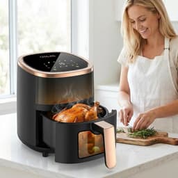 Heteluchtfriteuse - Airfryer - Gezond Koken - 8 Programma's - 6 Liter - Zwart — thumbnail 5