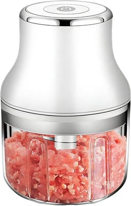 Mini Keukenmachine - Hakmachine Groente - Snel Ingrediënten Snijden - Draadloos Oplaadbaar - 250 ml - Wit — thumbnail 1
