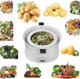 Elektrische Aardappelschiller - Automatische Groenteschiller - Snel Groenten Schillen - 6 Roestvrijstalen Messen - 1 kg Capaciteit - Wit — thumbnail 4