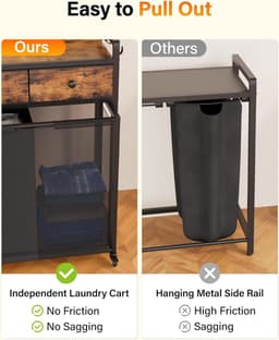 Wasmand Organizer - Waskarre met Wielen - Sorteren en Opslaan - Met Plank en Laden - 138 Liter — thumbnail 3