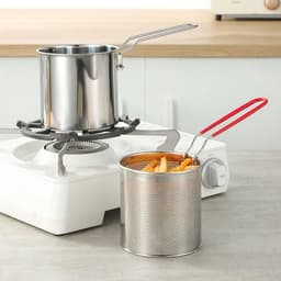 Mini Friteuse - Compact Frituur - Feestjes Thuis - Spatvrij Frituren - 1.2 Liter - Zilverkleurig — thumbnail 2