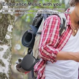 Oneay Magnetische golfspeaker – Draagbare IPX6 Bluetooth 5.3 speaker met stereo bas, microfoon en draagband – Met geheugenkaartslot, magneet en haak voor bevestiging aan golftas – Geschikt voor buitengebruik - Zwart — thumbnail 2