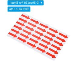 Set van 10 Kleine Pijlen Stickers 1.2 x 0.4 cm PVC Hechting Labels voor Stroomrichting, Defectmarkering en Kwaliteitscontrole, Rood