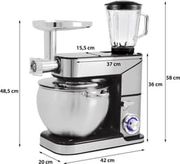 Keukenmachine - Mixer Deegklopper - Allerlei Bereidingen - Krachtige Planetaire Beweging - 12 Liter Kom - Zilver — thumbnail 4