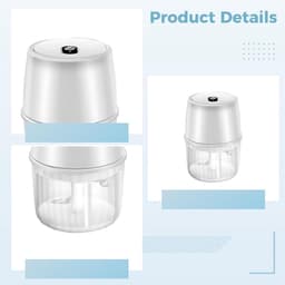 Keuken Hakmachine - Mini Chopper - Snel Ingrediënten Snijden - Draadloos Ontwerp - 250 ml - Wit — thumbnail 4