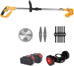 Elektrische Grasmaaier - Draadloze Trimmer - Tuinonderhoud - Inclusief 2 Batterijen - 100-135 cm - Geel — thumbnail 1