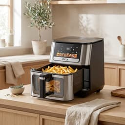 Luchtfriteuse - Airfryer - Gezond Koken - Dubbele Weerstand - 9 Liter - Zwart — thumbnail 2