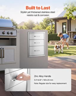 Keukenlades Buiten - Opbergruimte Buiten - Outdoor Koken - Drievoudige Opslag - 45 x 50 cm - Zilverkleurig — thumbnail 2