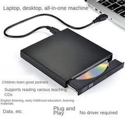 Externe DVD Drive - CD/DVD Speler - Films Kijken - Plug and Play - Compact Formaat - Zwart — thumbnail 4