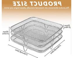 Airfryer rek - Heteluchtfriteuse mand - Gelijkmatig koken - Stapelbaar ontwerp - 3 stuks - Zilver