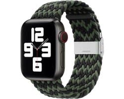 By Qubix - Geschikt voor Apple Watch bandje - Braided nylon bandje - Zwart / Groen - Geschikt voor Apple Watch 38 mm / 40 mm / 41 mm / 42 mm - Smartwatch bandje - nylon - bandje iWatch