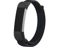 Nylon Smartwatch bandje - Geschikt voor Fitbit Alta / Alta HR nylon bandje - zwart - Strap-it Horlogeband / Polsband / Armband