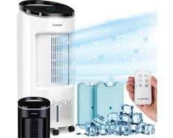 Klarstein Luchtkoeler met Waterkoeling, Stille 4-in-1 Verdampingskoeler, Luchtbevochtiger, Ventilator & Nachtmodus, Mobiele Airconditioner Luchtkoeler 7L, 65W Luchtkoeler, 330m³/h Koelende Luchtstroom