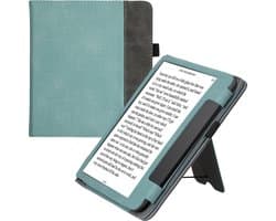 kwmobile flip cover voor e-reader - geschikt voor Tolino Epos 3 - Van imitatieleer en -suède - In mintgroen / donkergrijs