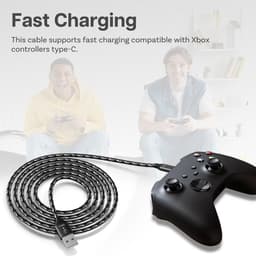 USB-C Kabel voor Xbox 3m USB-A naar Type-C [2 Stuks] van MMOBIEL – Snellader USB Kabel voor Xbox Controllers 18W 480Mbps – Nylon Gevlochten Controller Opladerkabel – Gaming Accessoires – Wit/Zwart — thumbnail 4