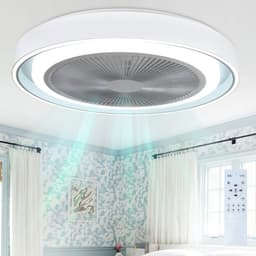 NETTLIFE Plafondventilator met verlichting - blauw - rond - Modern - LED 33W - CCT dimbaar - Plafondlamp met afstandsbediening - Timing -5 Bladen Licht - Slaapkamer | Woonkamer — thumbnail 1