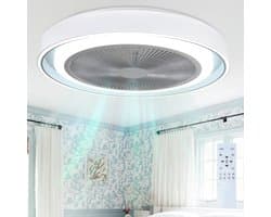 NETTLIFE Plafondventilator met verlichting - blauw - rond - Modern - LED 33W - CCT dimbaar - Plafondlamp met afstandsbediening - Timing -5 Bladen Licht - Slaapkamer | Woonkamer