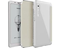 TUDIA SKN FLIP Ontworpen voor Onyx Boox Palma 2 Case - [Magnetische sluiting] Schokbestendige slanke transparante TPU-achterkant met gestructureerde leren hoes - Transparant beige