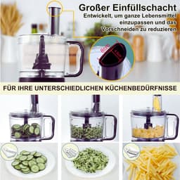 Multifunctionele Keukenmachine - 800W - 2L - 6-in-1 Keukenrobot - Voedselprocessor Met Hakmolen - Kneedhaak - Mixer - 3 Snelheden — thumbnail 3