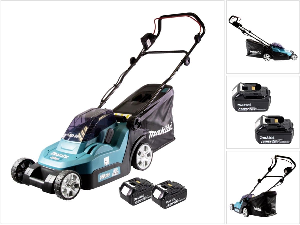 Makita DLM 382 G2 accu grasmaaier 36 V ( 2x 18 V ) 38 cm 40 l + 2x accu 6,0 Ah - zonder oplader — afbeelding 1