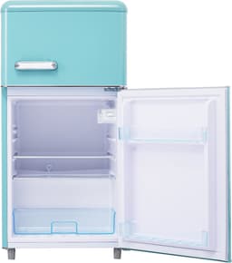 Merax Retro Mini Koelkast – Tafelmodel Koel-vriescombinatie 91 cm – 72L Inhoud – 21L Vriesvak en 51L Koelvak – Energieklasse E – Cyaan Blauw — thumbnail 1
