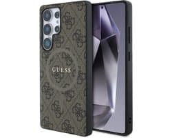 Guess PU Leer 4G Logo geschikt voor Samsung Galaxy S25 Ultra - Geschikt voor MagSafe - Bruin