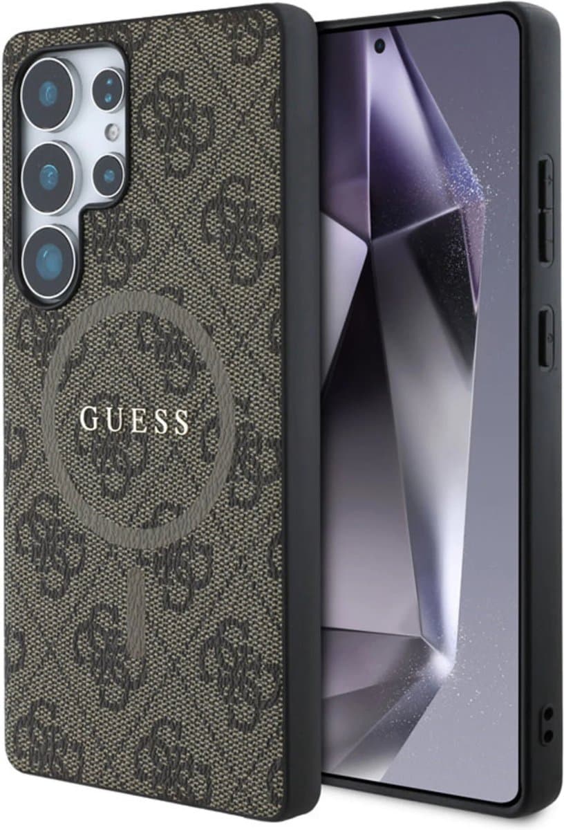 Guess PU Leer 4G Logo geschikt voor Samsung Galaxy S25 Ultra - Geschikt voor MagSafe - Bruin — afbeelding 1